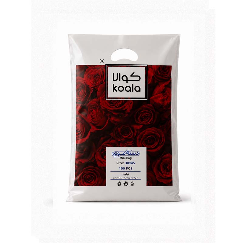 q8 پلاستیک 100 عددی طرحدار (Koala) طرح گل قرمز سایز 45*30 - تصویر 1